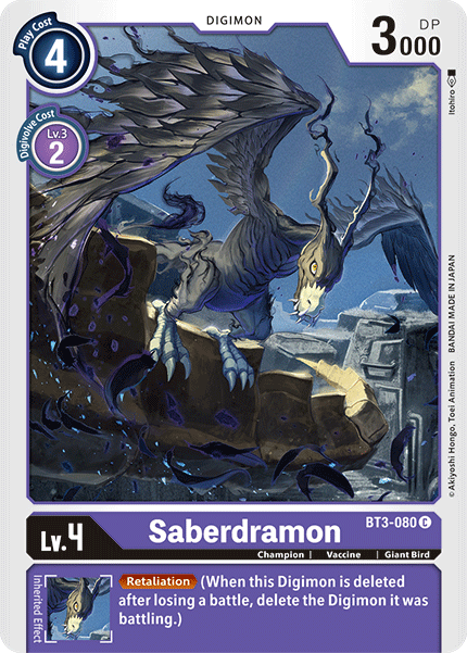 Saberdramon [BT3-080] [Release Special Booster Ver.1.5] | Black Swamp Games