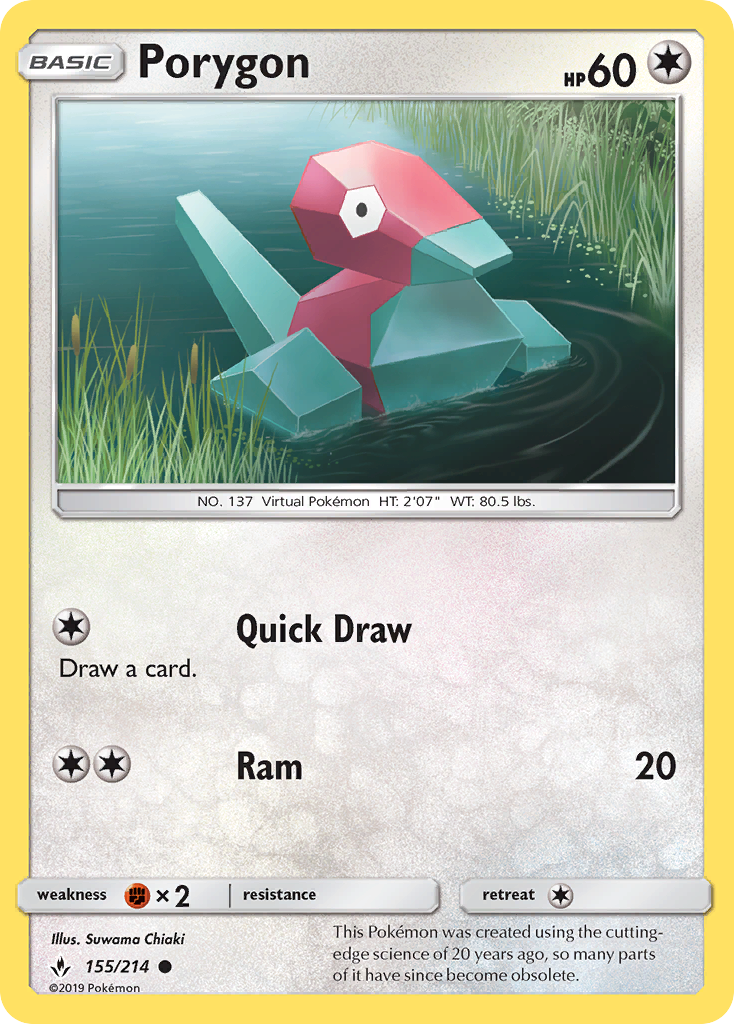 Porygon (155/214) [Sun & Moon: Unbroken Bonds] | Black Swamp Games