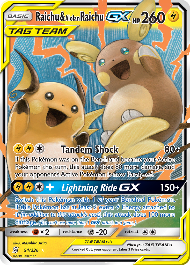 Raichu & Alolan Raichu GX (54/236) [Sun & Moon: Unified Minds] | Black Swamp Games