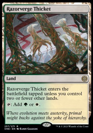 Razorverge Thicket (Promo Pack) [Phyrexia: All Will Be One Promos] | Black Swamp Games