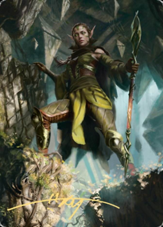 Nissa of Shadowed Boughs 1 Art Card (Gold-Stamped Signature) [Zendikar Rising Art Series] | Black Swamp Games