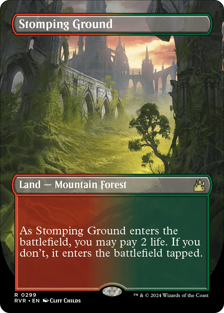 Stomping Ground (Borderless) [Ravnica Remastered] | Black Swamp Games