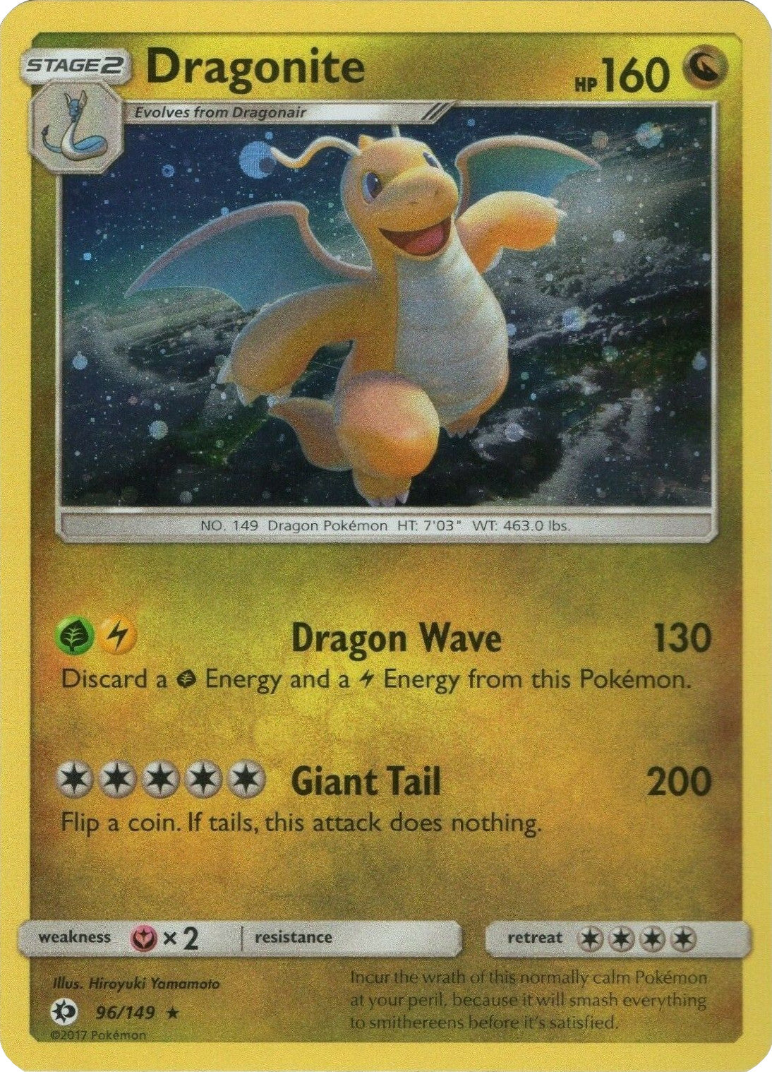 Dragonite (96/149) (Cosmos Holo) [Sun & Moon: Base Set] | Black Swamp Games