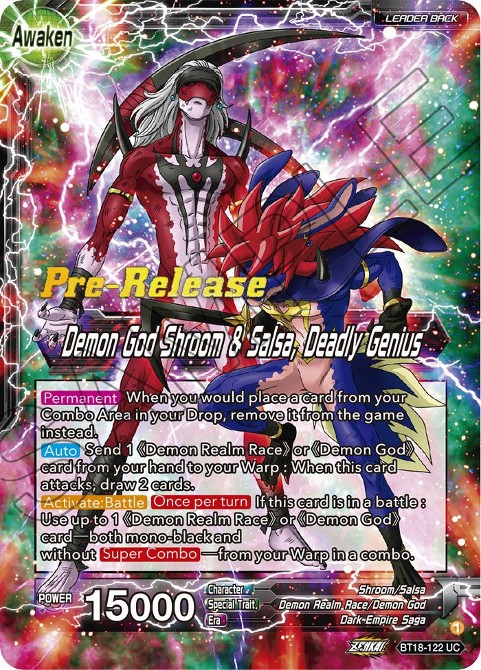 Shroom & Salsa // Demon God Shroom & Salsa, Deadly Genius (BT18-122) [Dawn of the Z-Legends Prerelease Promos] | Black Swamp Games