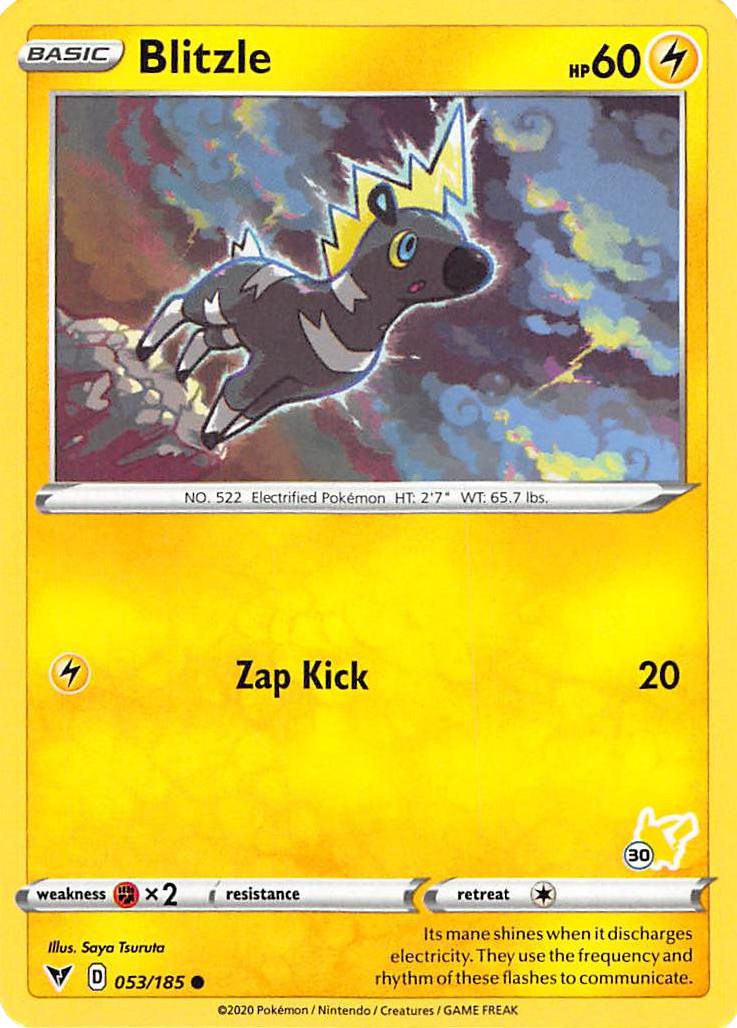 Blitzle (053/185) (Pikachu Stamp #30) [Battle Academy 2022] | Black Swamp Games