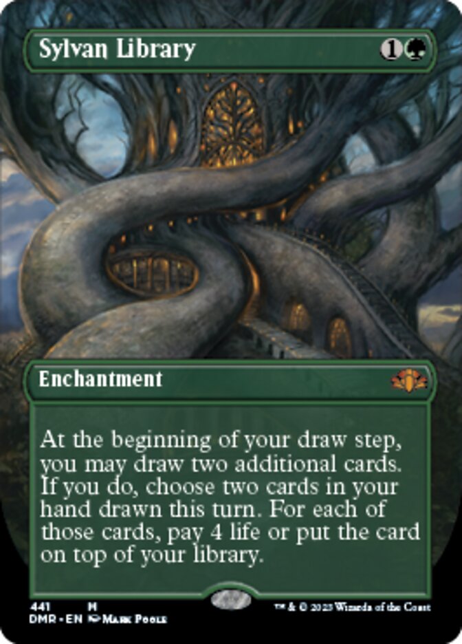 Sylvan Library (Borderless Alternate Art) [Dominaria Remastered] | Black Swamp Games