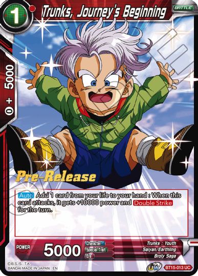 Trunks, Journey's Beginning (BT15-013) [Saiyan Showdown Prerelease Promos] | Black Swamp Games