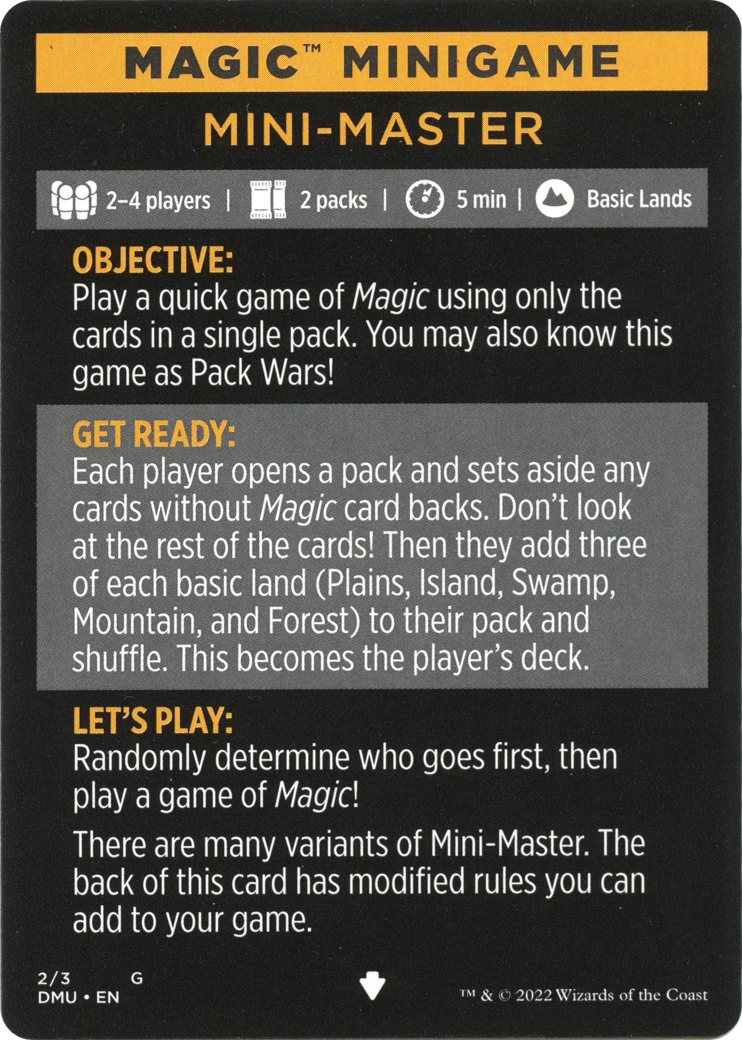 Mini-Master (Magic Minigame) [Dominaria United Minigame] | Black Swamp Games