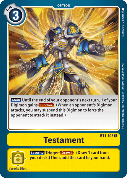 Testament [BT1-103] [Release Special Booster Ver.1.5] | Black Swamp Games