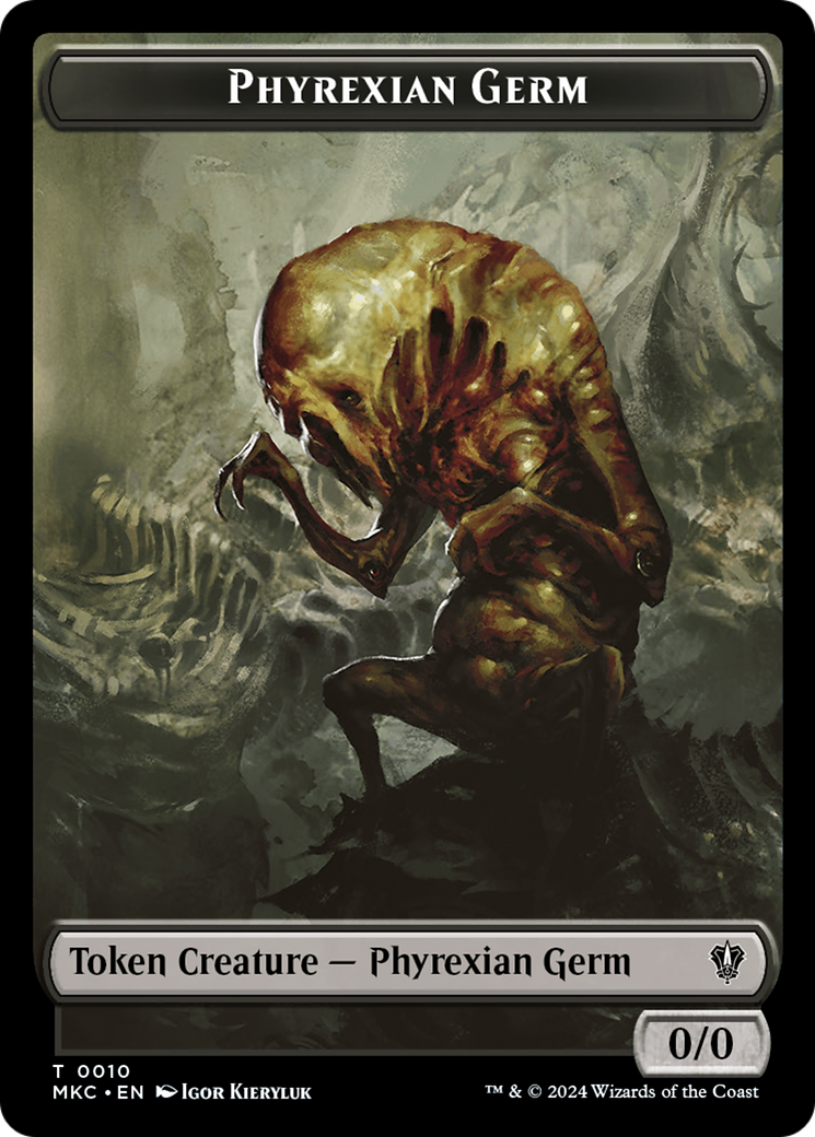 Spirit // Phyrexian Germ Double-Sided Token [Murders at Karlov Manor Commander Tokens] | Black Swamp Games