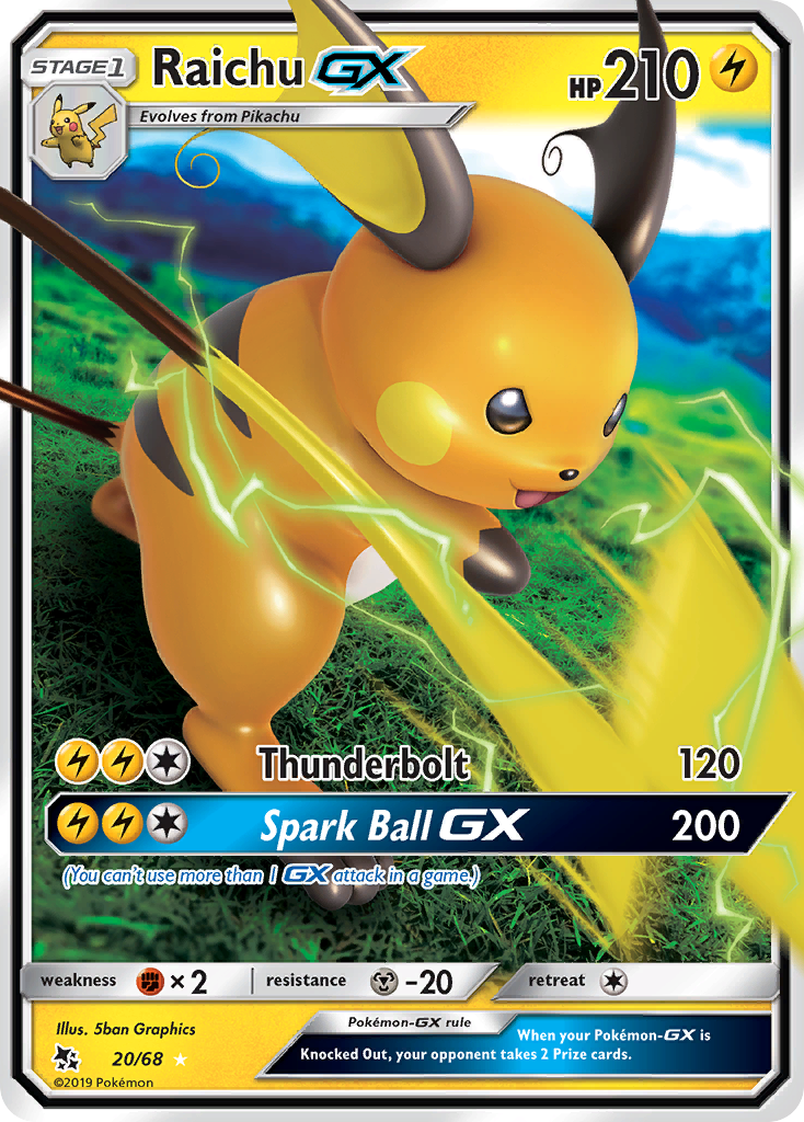 Raichu GX (20/68) [Sun & Moon: Hidden Fates] | Black Swamp Games