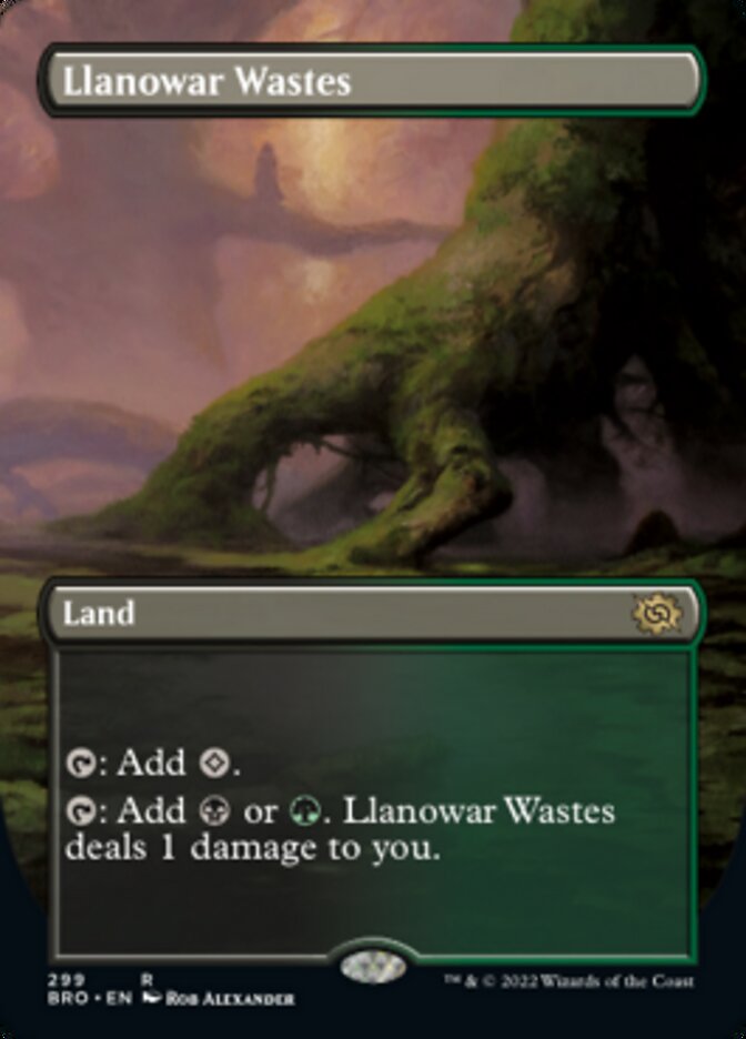 Llanowar Wastes (Borderless Alternate Art) [The Brothers' War] | Black Swamp Games