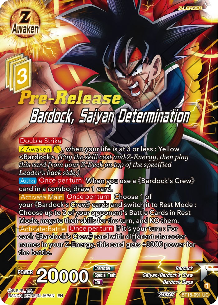 Bardock, Saiyan Determination (BT18-091) [Dawn of the Z-Legends Prerelease Promos] | Black Swamp Games