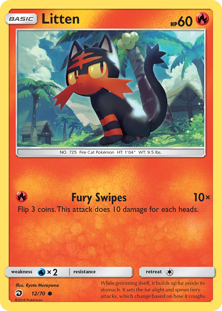 Litten (12/70) [Sun & Moon: Dragon Majesty] | Black Swamp Games