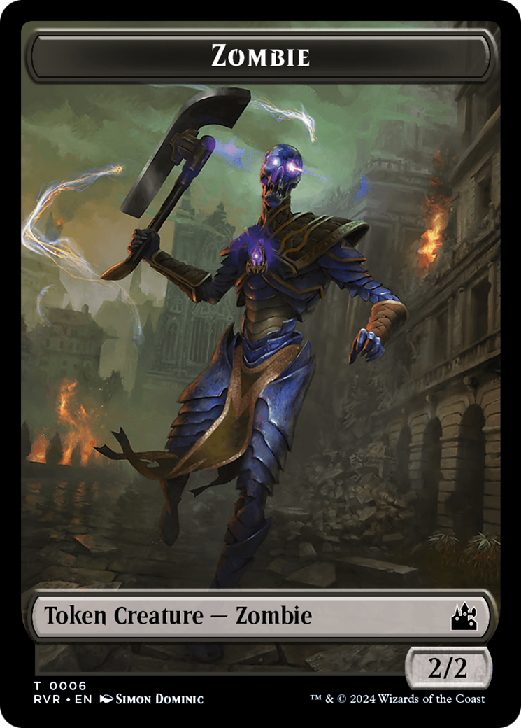 Elf Knight // Zombie Double-Sided Token [Ravnica Remastered Tokens] | Black Swamp Games