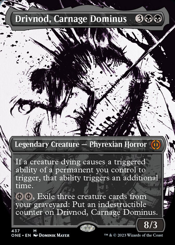 Drivnod, Carnage Dominus (Borderless Ichor Step-and-Compleat Foil) [Phyrexia: All Will Be One] | Black Swamp Games