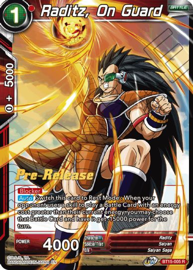 Raditz, On Guard (BT15-005) [Saiyan Showdown Prerelease Promos] | Black Swamp Games