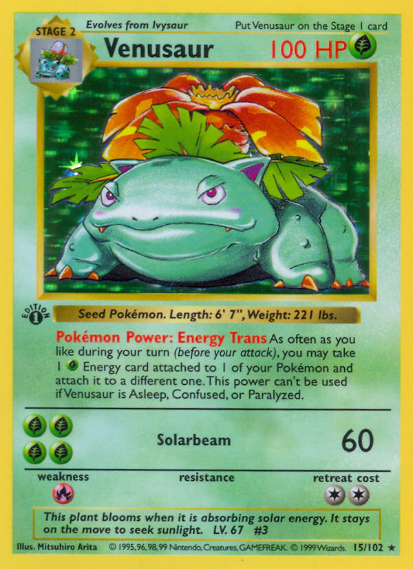 Venusaur (15/102) (Shadowless) [Base Set 1st Edition] | Black Swamp Games