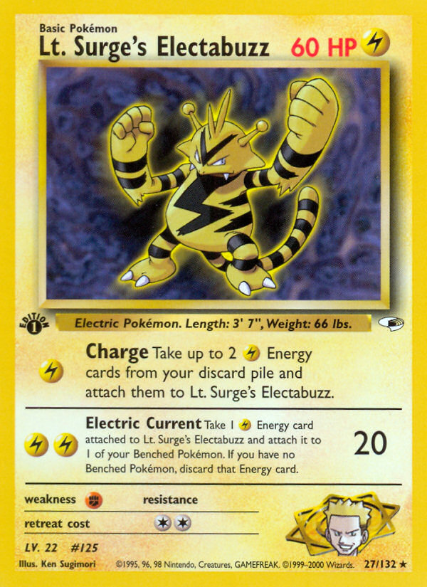 Lt. Surge's Electabuzz (27/132) [Gym Heroes 1st Edition] | Black Swamp Games