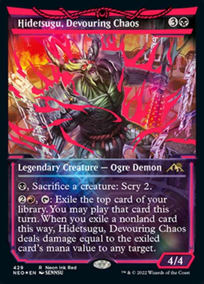Hidetsugu, Devouring Chaos (Neon Ink Red) [Kamigawa: Neon Dynasty] | Black Swamp Games