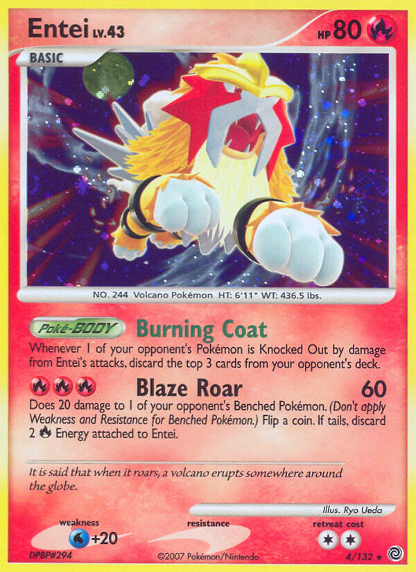 Entei (4/132) (Cracked Ice Holo) [Diamond & Pearl: Secret Wonders] | Black Swamp Games