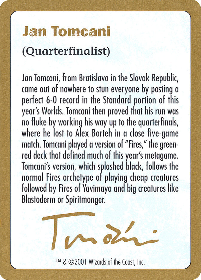 Jan Tomcani Bio [World Championship Decks 2001] | Black Swamp Games