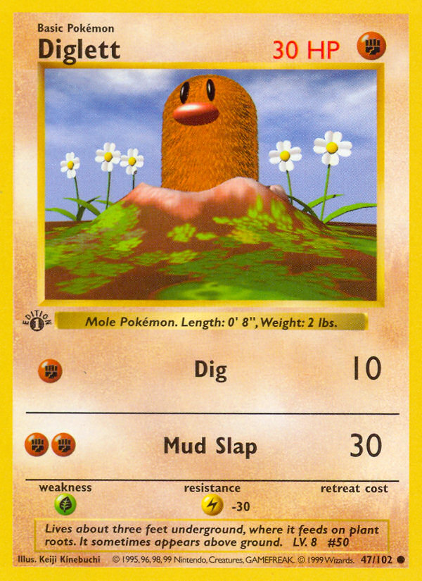 Diglett (47/102) (Shadowless) [Base Set 1st Edition] | Black Swamp Games