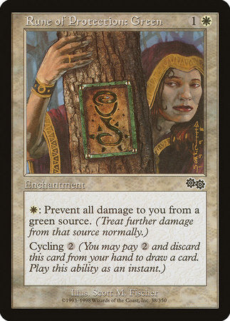 Rune of Protection: Green [Urza's Saga] | Black Swamp Games