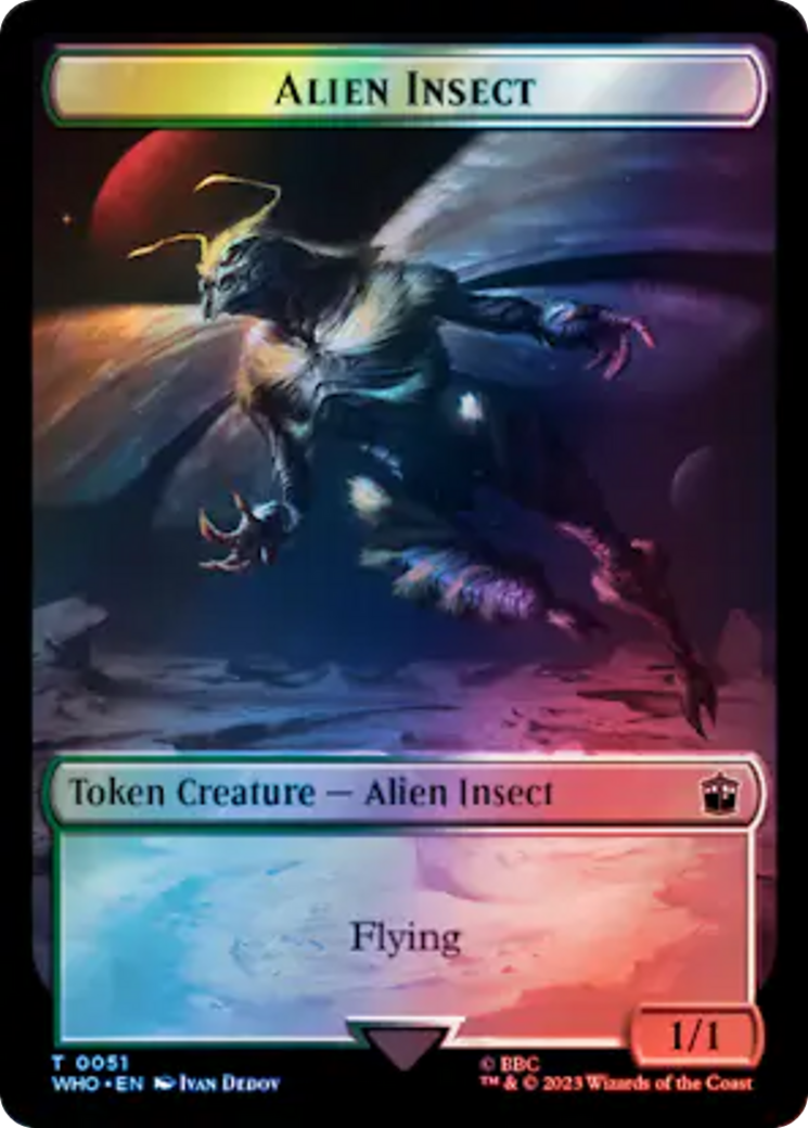 Soldier // Alien Insect Double-Sided Token (Surge Foil) [Doctor Who Tokens] | Black Swamp Games