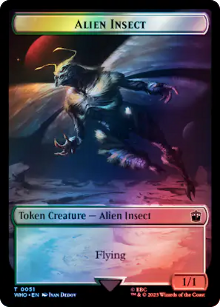 Alien // Alien Insect Double-Sided Token (Surge Foil) [Doctor Who Tokens] | Black Swamp Games