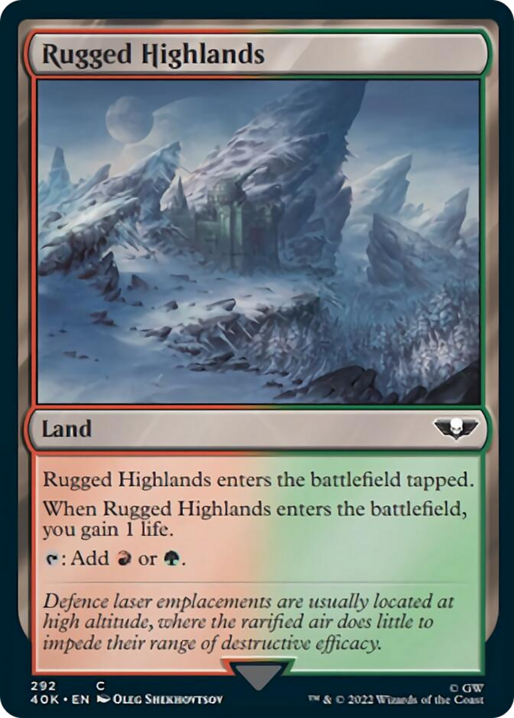 Rugged Highlands (Surge Foil) [Universes Beyond: Warhammer 40,000] | Black Swamp Games