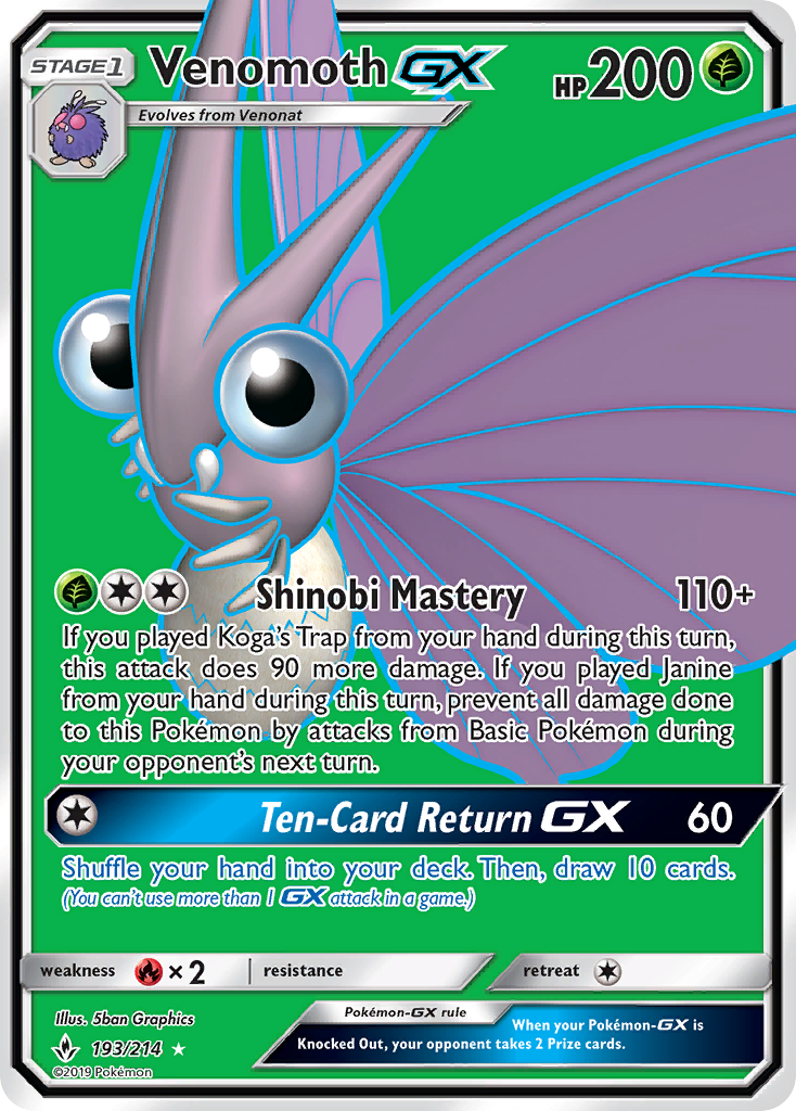 Venomoth GX (193/214) [Sun & Moon: Unbroken Bonds] | Black Swamp Games