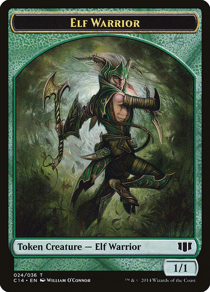 Elephant // Elf Warrior Double-sided Token [Commander 2014 Tokens] | Black Swamp Games