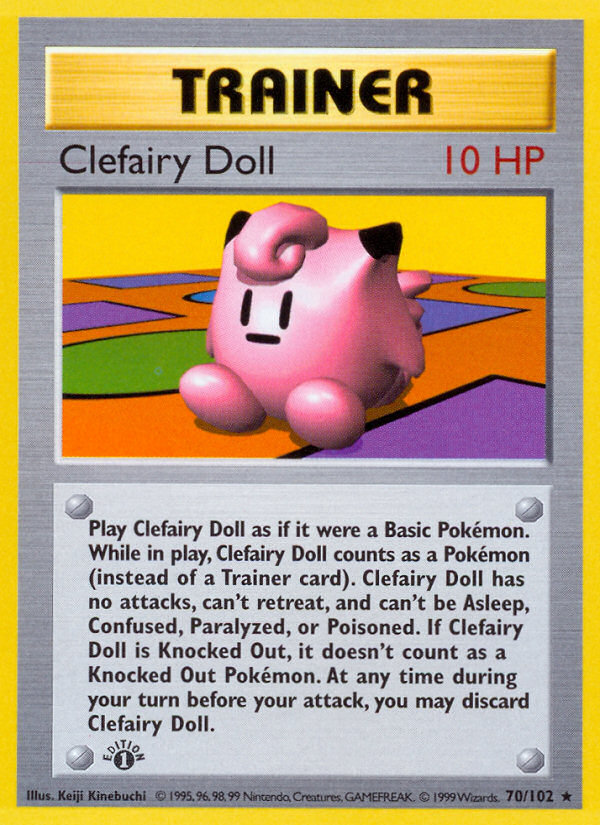 Clefairy Doll (70/102) (Shadowless) [Base Set 1st Edition] | Black Swamp Games