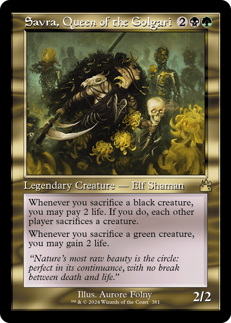 Savra, Queen of the Golgari (Retro Frame) [Ravnica Remastered] | Black Swamp Games