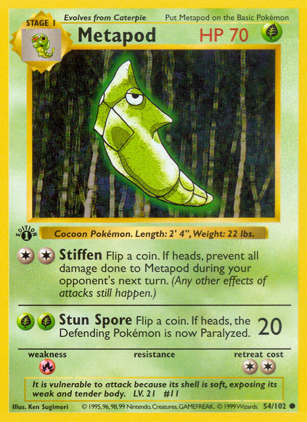 Metapod (54/102) (Shadowless) [Base Set 1st Edition] | Black Swamp Games