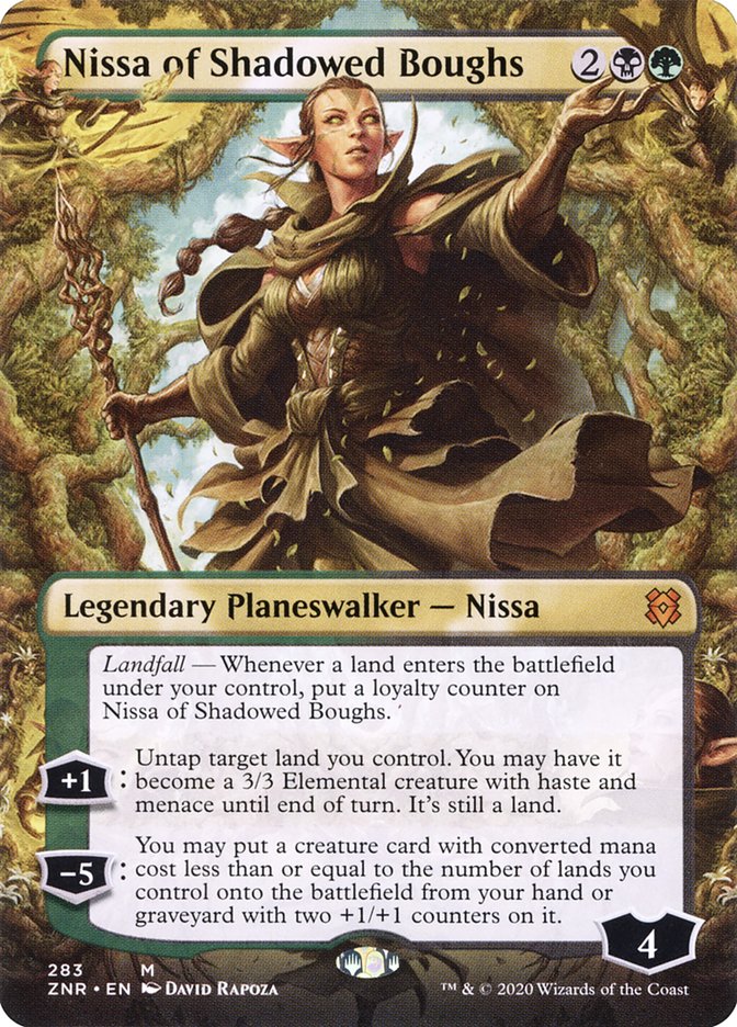 Nissa of Shadowed Boughs (Borderless) [Zendikar Rising] | Black Swamp Games