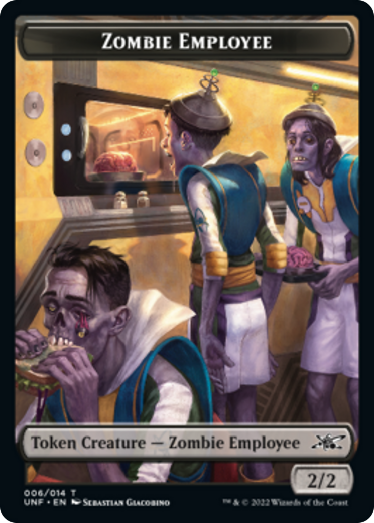Zombie Employee // Treasure (013) Double-sided Token [Unfinity Tokens] | Black Swamp Games