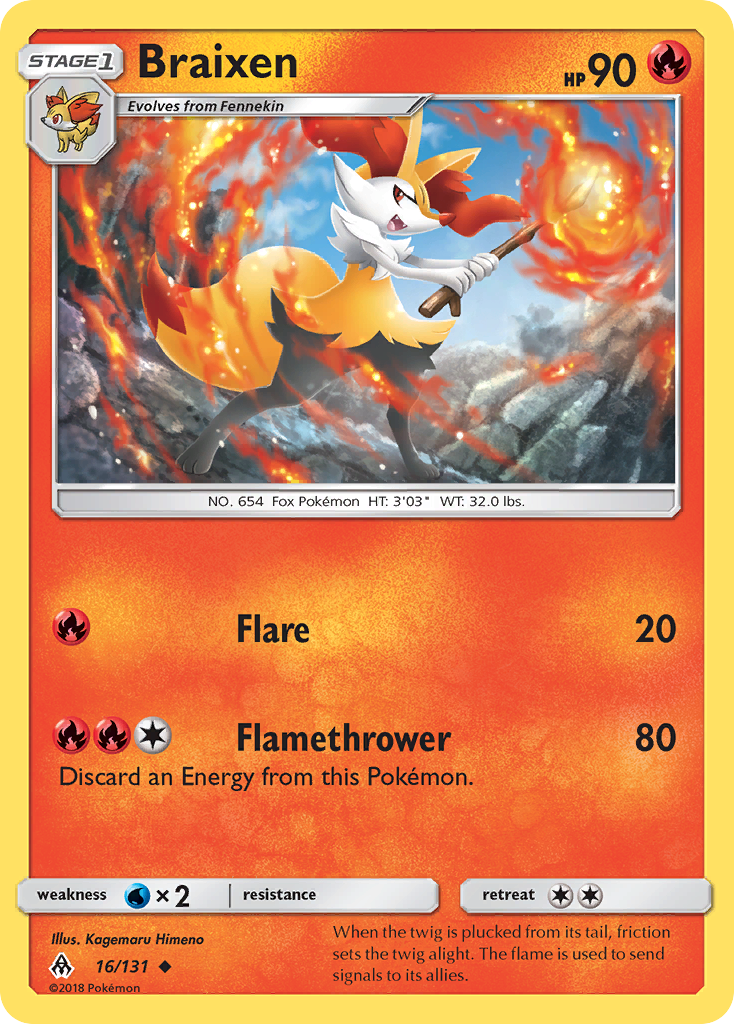 Braixen (16/131) [Sun & Moon: Forbidden Light] | Black Swamp Games