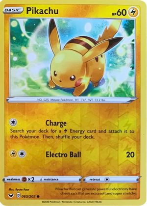 Pikachu (065/202) (Reverse Cosmos Holo) [Sword & Shield: Base Set] | Black Swamp Games