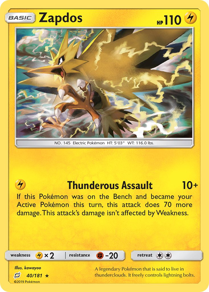 Zapdos (40/181) (Theme Deck Exclusive) [Sun & Moon: Team Up] | Black Swamp Games