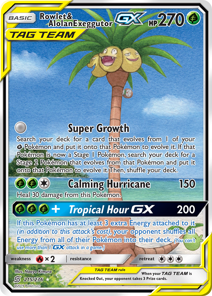 Rowlet & Alolan Exeggutor GX (215/236) [Sun & Moon: Unified Minds] | Black Swamp Games