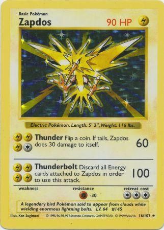 Zapdos (16/102) [Base Set Shadowless Unlimited] | Black Swamp Games