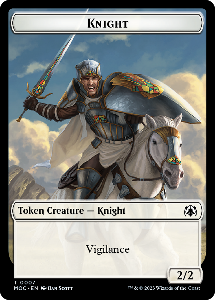 Knight (7) // Spirit (14) Double-Sided Token [March of the Machine Commander Tokens] | Black Swamp Games