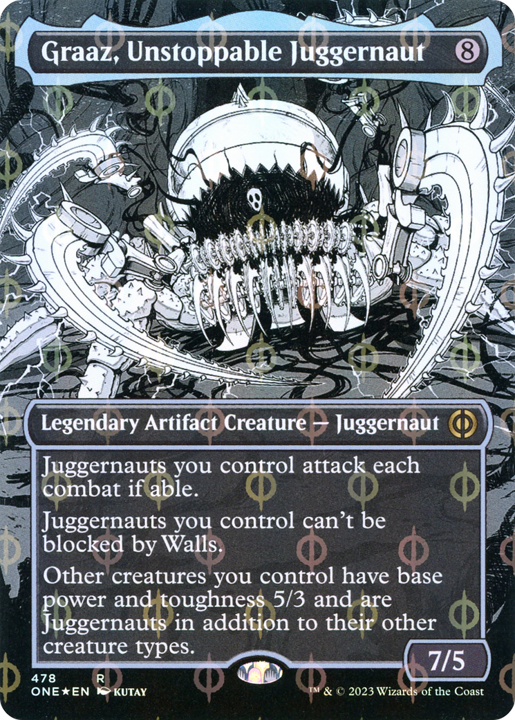 Graaz, Unstoppable Juggernaut (Borderless Manga Step-and-Compleat Foil) [Phyrexia: All Will Be One] | Black Swamp Games