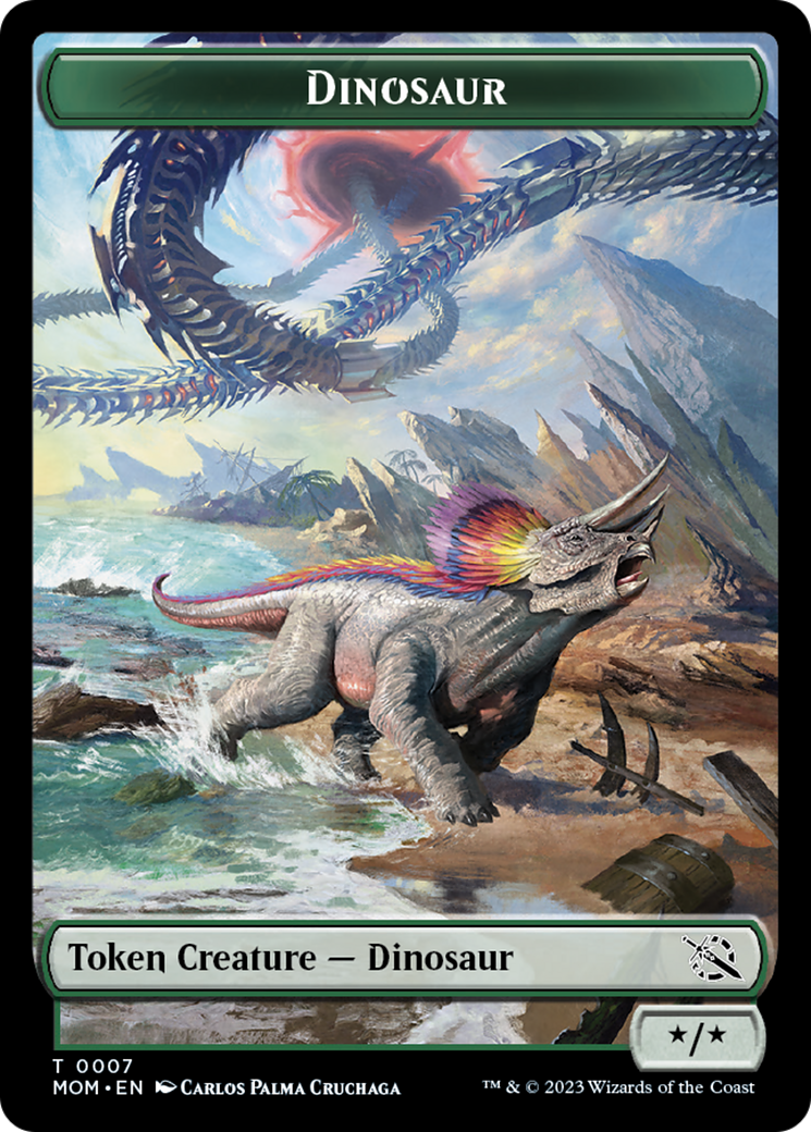 Warrior // Dinosaur Double-Sided Token [March of the Machine Tokens] | Black Swamp Games