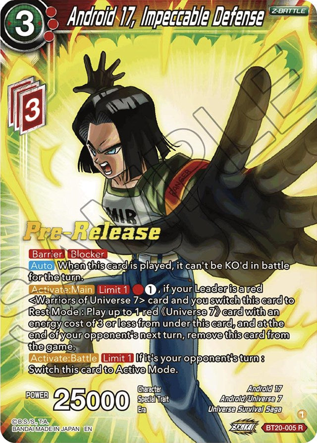 Android 17, Impeccable Defense (BT20-005) [Power Absorbed Prerelease Promos] | Black Swamp Games