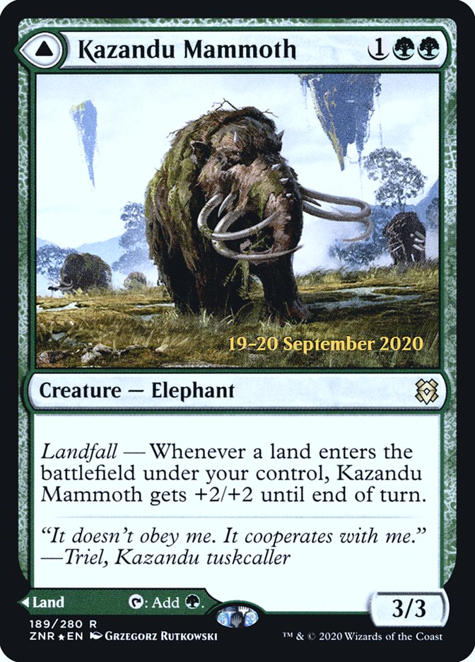 Kazandu Mammoth // Kazandu Valley  [Zendikar Rising Prerelease Promos] | Black Swamp Games