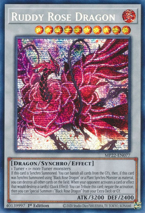 Ruddy Rose Dragon [MP22-EN077] Prismatic Secret Rare | Black Swamp Games