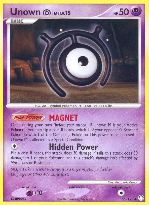 Unown M (66/123) [Diamond & Pearl: Mysterious Treasures] | Black Swamp Games